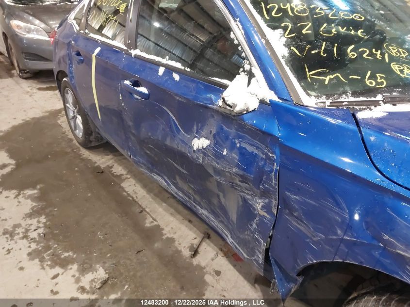 2022 Honda Civic Ex VIN: 2HGFE2F31NH116241 Lot: 12483200