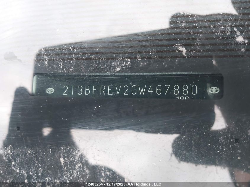 2016 Toyota Rav4 Le VIN: 2T3BFREV2GW467880 Lot: 12483254