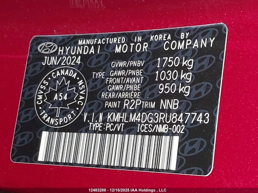 2024 Hyundai Elantra Preferred VIN: KMHLM4DG3RU847743 Lot: 12483288