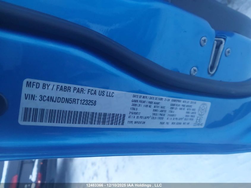 2024 Jeep Compass Trailhawk VIN: 3C4NJDDN5RT123258 Lot: 12483366