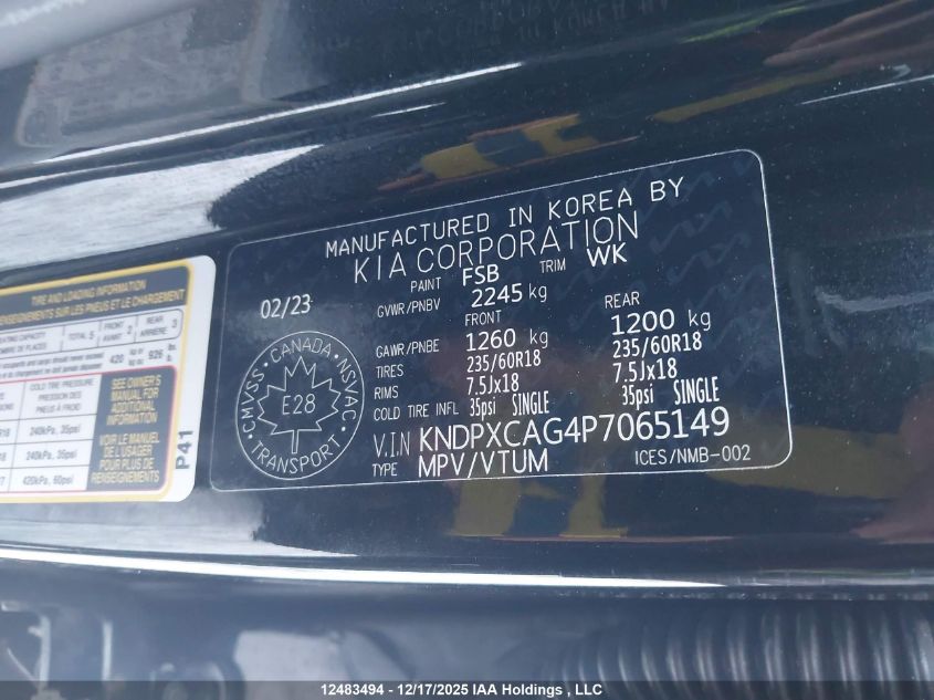 2023 Kia Sportage Sx Prestige VIN: KNDPXCAG4P7065149 Lot: 12483494