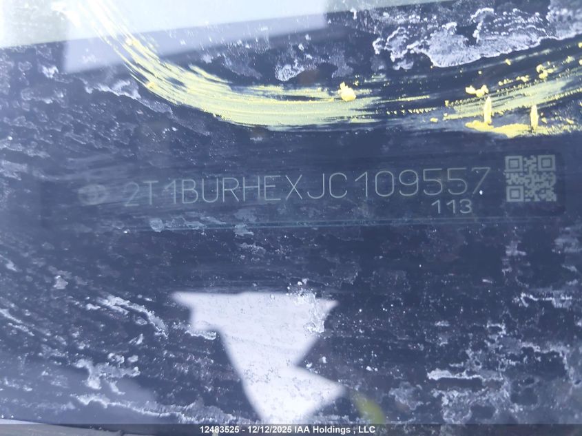 2018 Toyota Corolla L/Le/Xle/Se/Xse VIN: 2T1BURHEXJC109557 Lot: 12483525