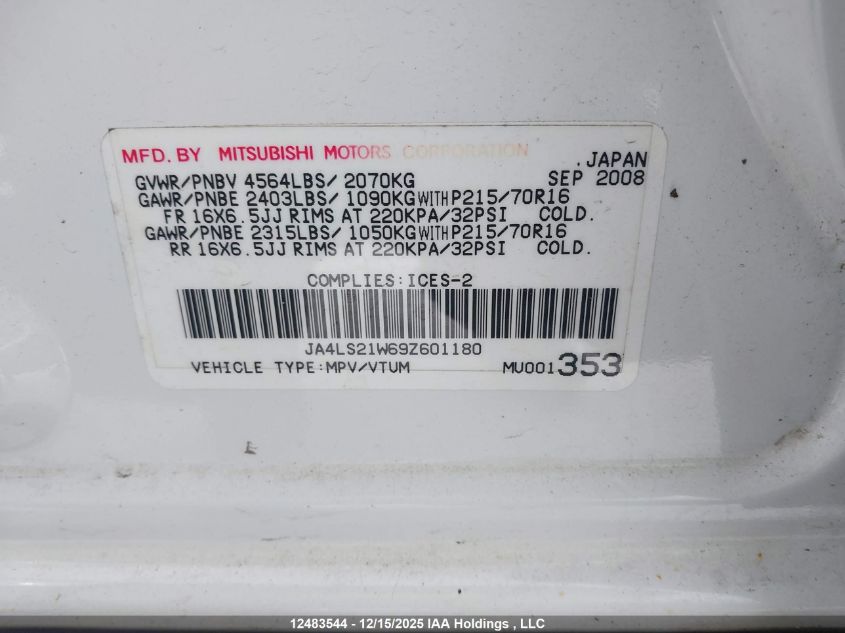 2009 Mitsubishi Outlander Es VIN: JA4LS21W69Z601180 Lot: 12483544