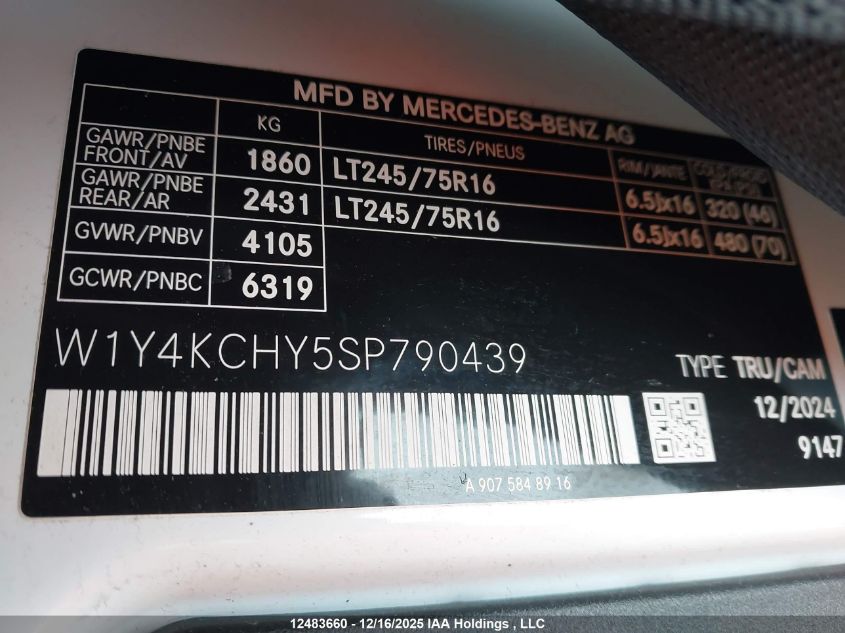 2025 Mercedes-Benz Sprinter 2500 VIN: W1Y4KCHY5SP790439 Lot: 12483660