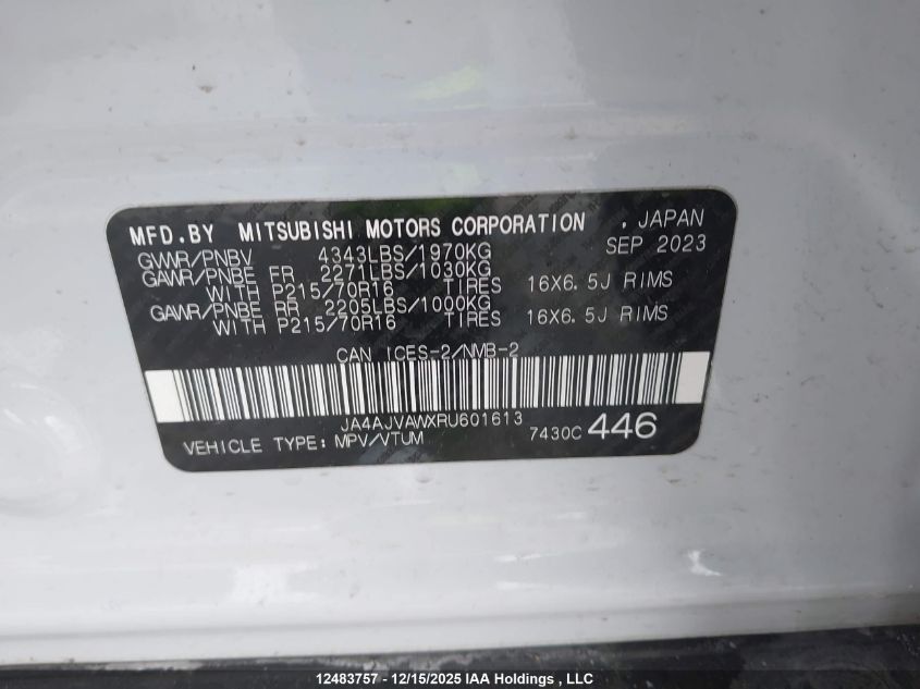 2024 Mitsubishi Rvr VIN: JA4AJVAWXRU601613 Lot: 12483757