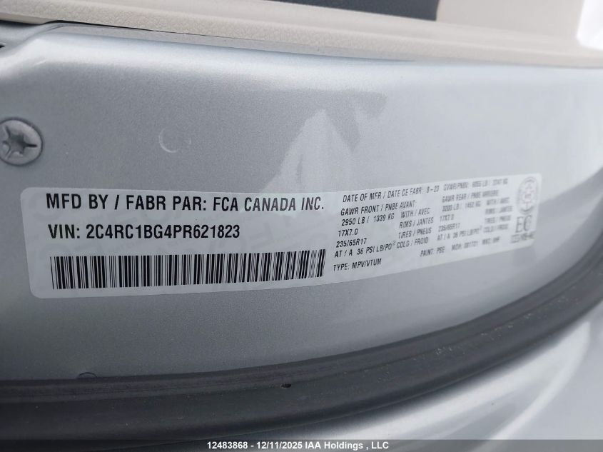 2023 Chrysler Pacifica Touring-L VIN: 2C4RC1BG4PR621823 Lot: 12483868