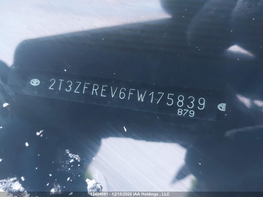2015 Toyota Rav4 Le VIN: 2T3ZFREV6FW175839 Lot: 12484091