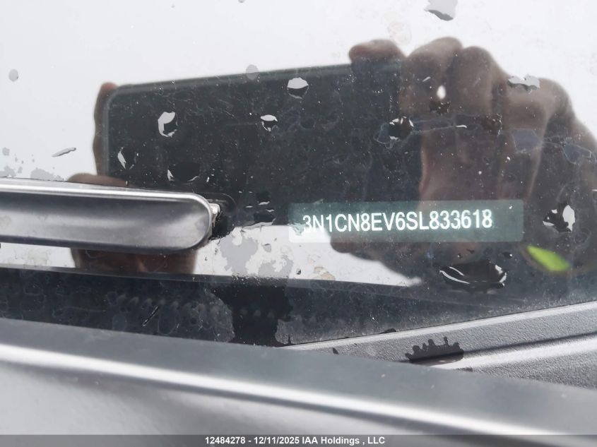 2025 Nissan Versa Sv VIN: 3N1CN8EV6SL833618 Lot: 12484278