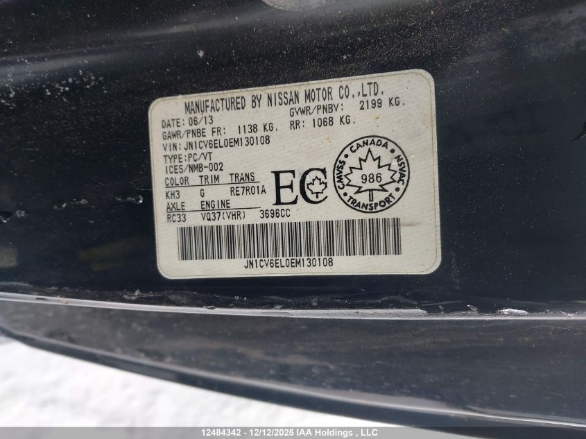 2014 Infiniti Q60 Premium/Sport VIN: JN1CV6EL0EM130108 Lot: 12484342