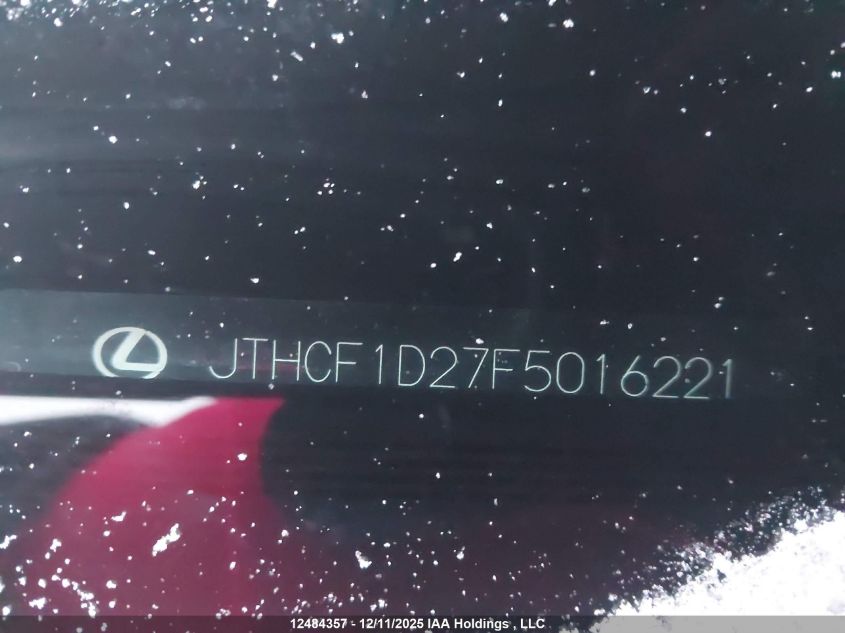 2015 Lexus Is 250 VIN: JTHCF1D27F5016221 Lot: 12484357