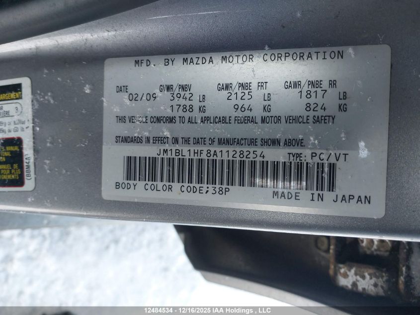 2010 Mazda Mazda3 Gx VIN: JM1BL1HF8A1128254 Lot: 12484534