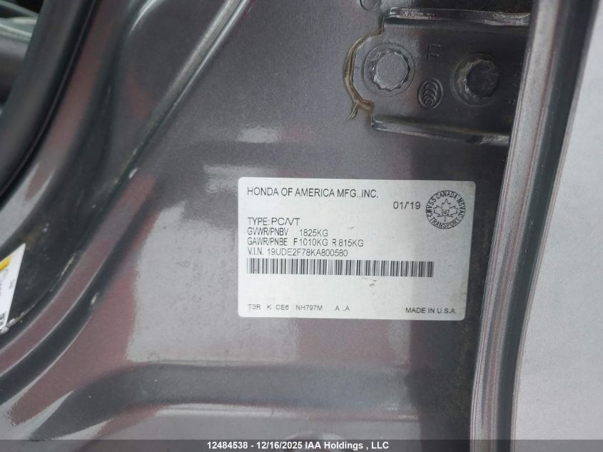 2019 Acura Ilx Premium VIN: 19UDE2F78KA800580 Lot: 12484538