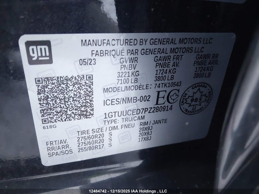 1GTUUCED7PZ280914 2023 GMC SIERRA photo no. 9