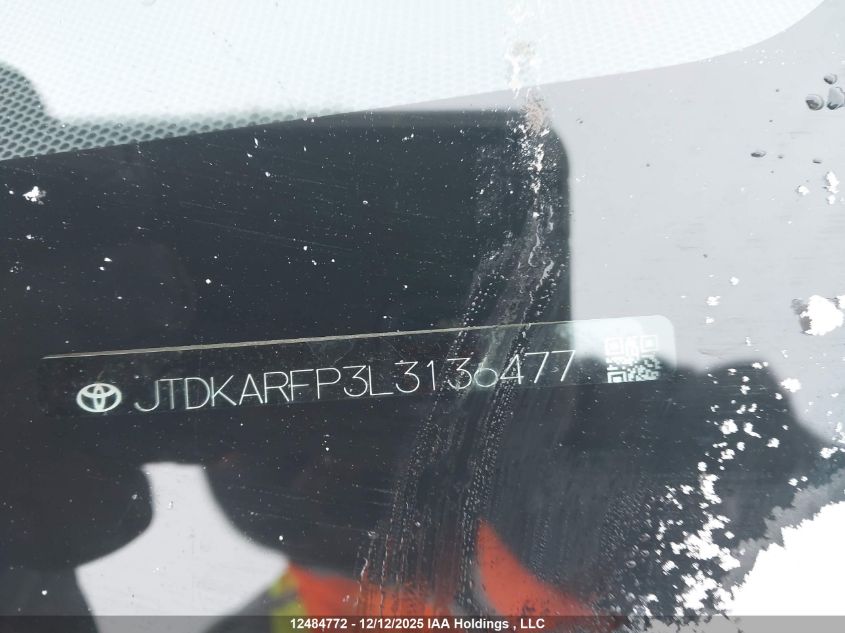 2020 Toyota Prius Prime VIN: JTDKARFP3L3136477 Lot: 12484772