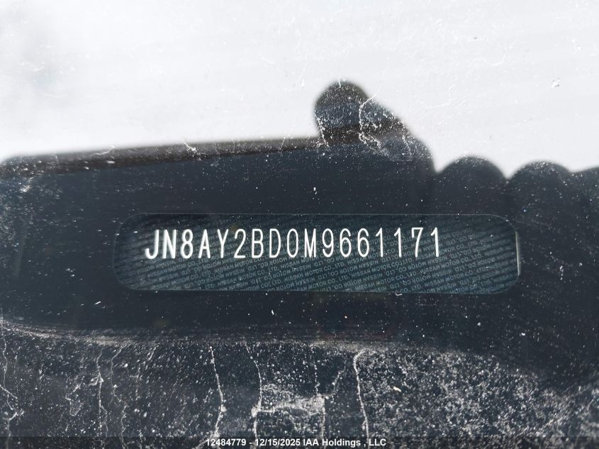 2021 Nissan Armada Sl VIN: JN8AY2BD0M9661171 Lot: 12484779