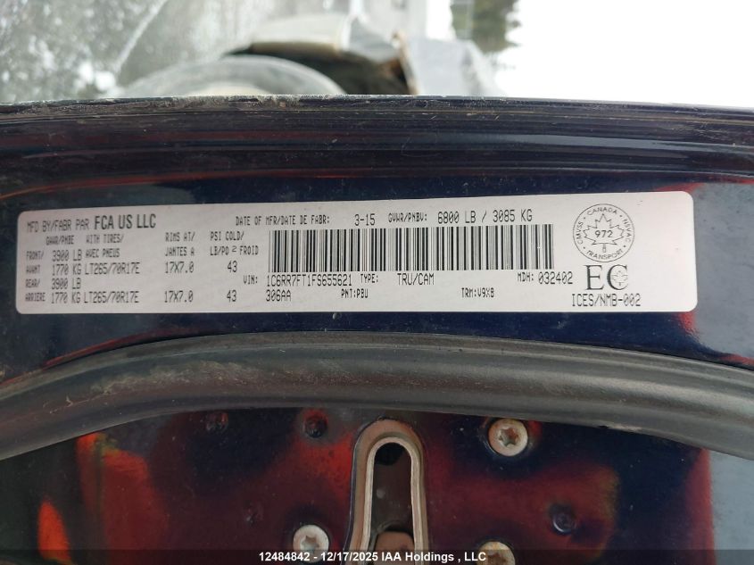 2015 Ram 1500 St VIN: 1C6RR7FT1FS655621 Lot: 12484842