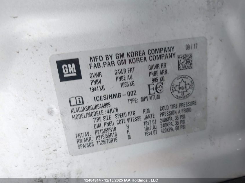 2018 Buick Encore Preferred VIN: KL4CJASB9JB544995 Lot: 12484914