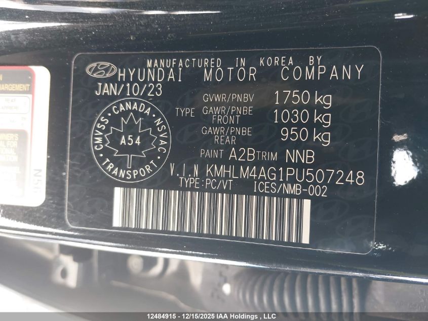 2023 Hyundai Elantra Sel VIN: KMHLM4AG1PU507248 Lot: 12484915