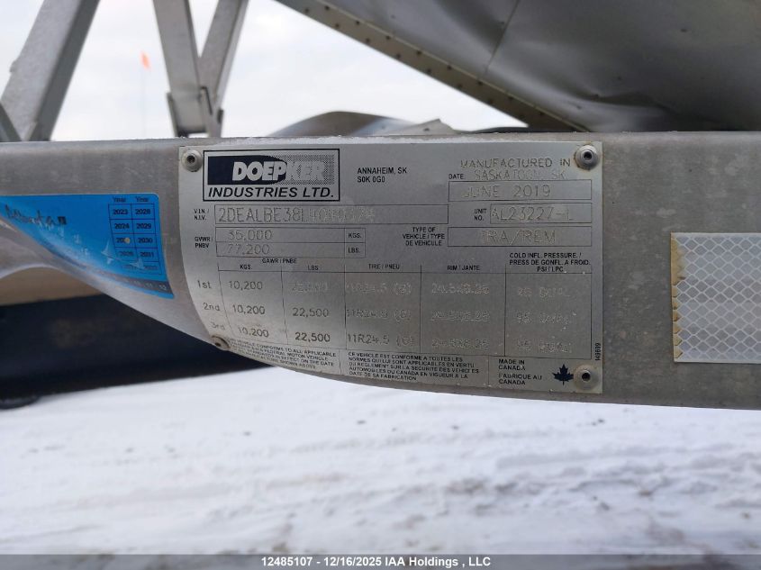 2020 Doepker Trailer - Lead VIN: 2DEALBE38L4040374 Lot: 12485107