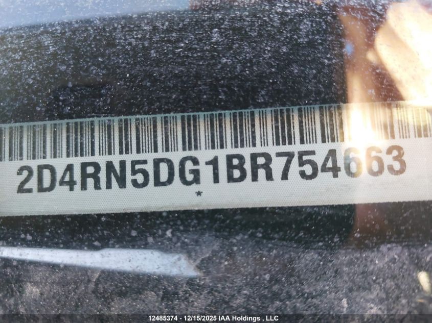 2011 Dodge Grand Caravan Crew VIN: 2D4RN5DG1BR754663 Lot: 12485374