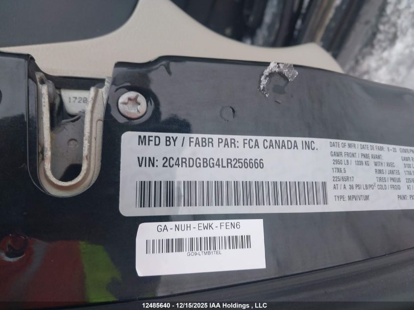 2020 Dodge Grand Caravan Se VIN: 2C4RDGBG4LR256666 Lot: 12485640