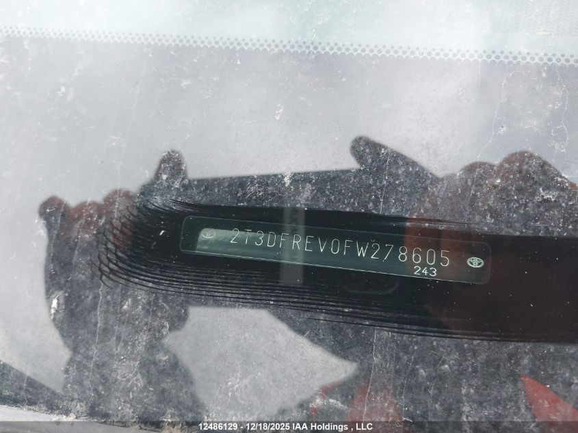 2015 Toyota Rav4 Limited VIN: 2T3DFREV0FW278605 Lot: 12486129