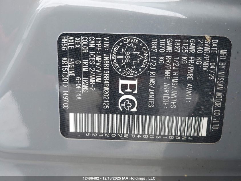 2023 Nissan Rogue Sv Midnight Edition/Sv Moonroof VIN: JN8BT3BB4PW202125 Lot: 12486482