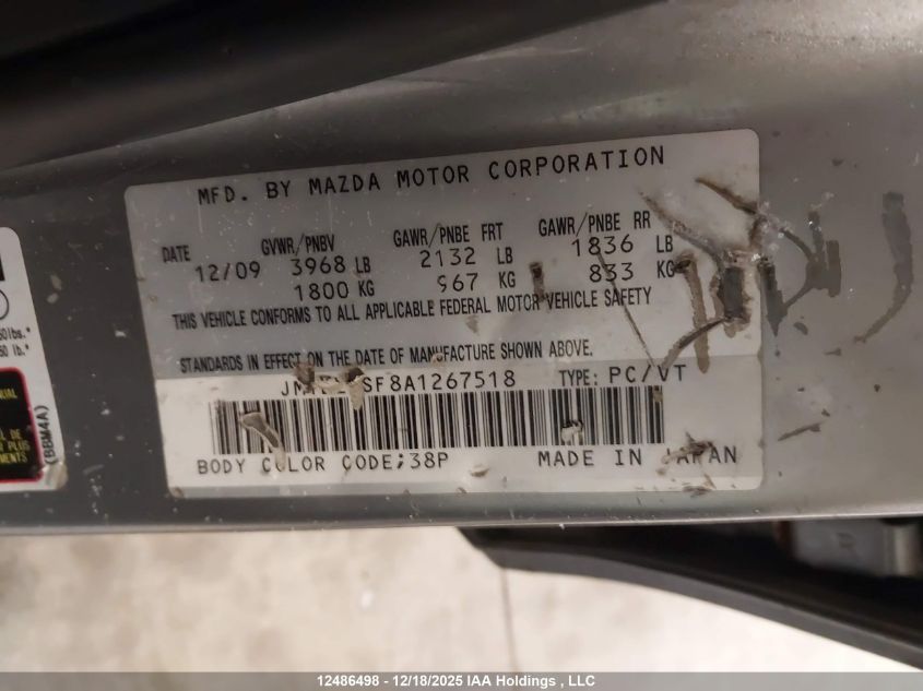 2010 Mazda Mazda3 Gs/Gx VIN: JM1BL1SF8A1267518 Lot: 12486498