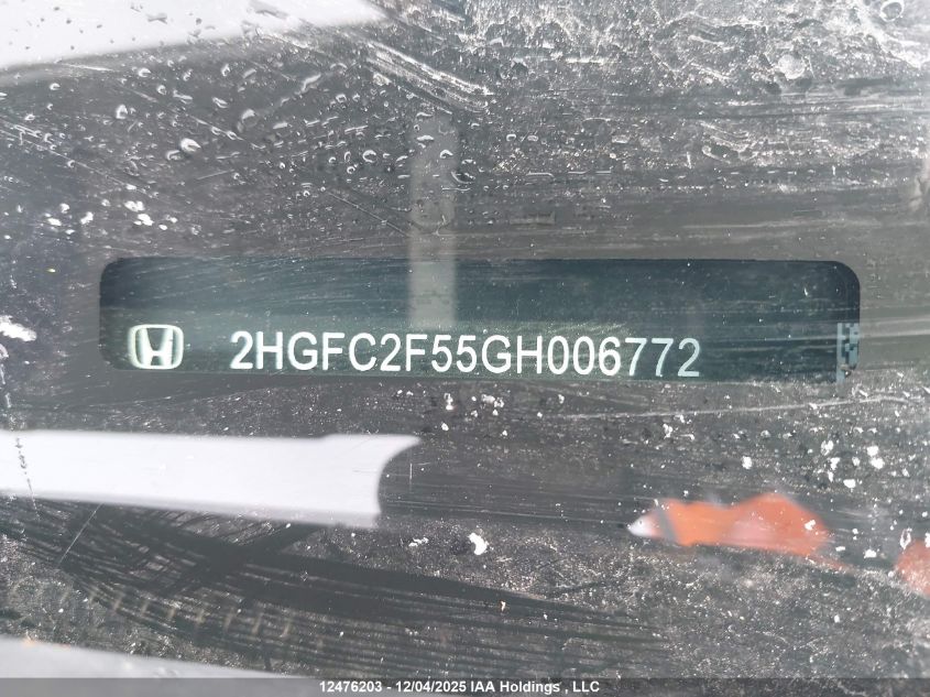 2016 Honda Civic Lx VIN: 2HGFC2F55GH006772 Lot: 12476203X