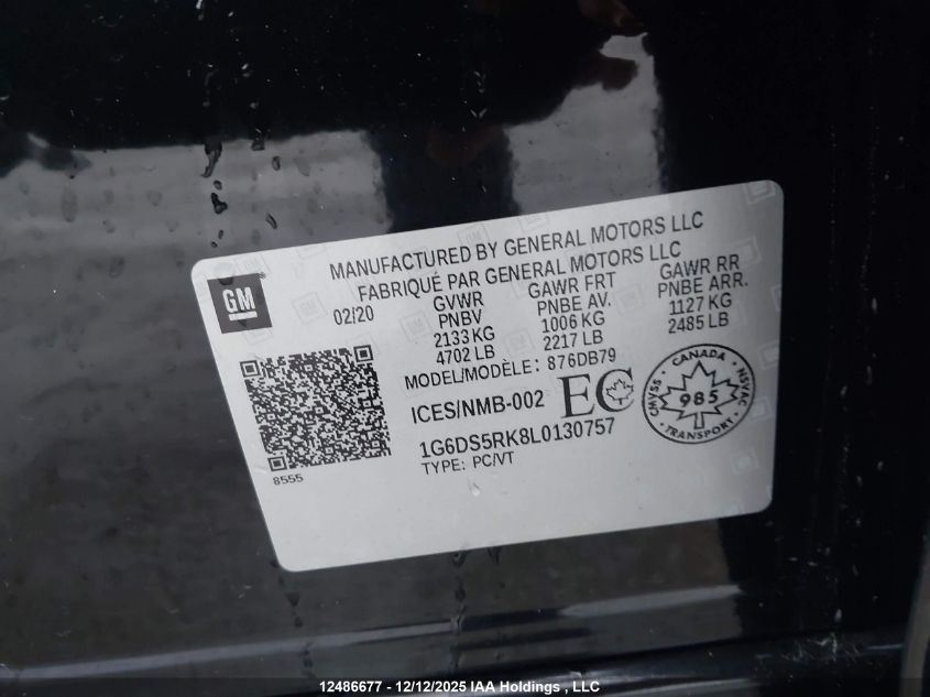 2020 Cadillac Ct5 Luxury VIN: 1G6DS5RK8L0130757 Lot: 12486677