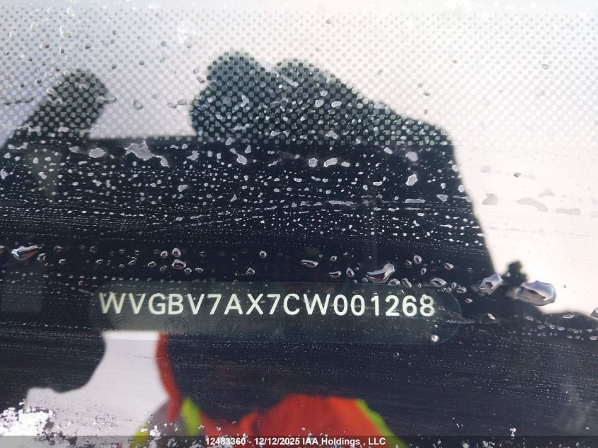 2012 Volkswagen Tiguan 2.0 Tsi Comfortline/2.0 Tsi Highline/2.0 Tsi Trendline VIN: WVGBV7AX7CW001268 Lot: 12483360X