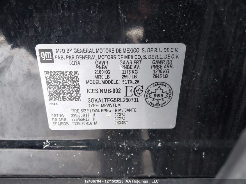 2024 GMC Terrain Sle VIN: 3GKALTEG5RL250731 Lot: 12486704