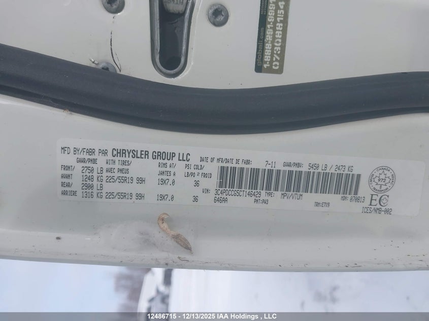 3C4PDCCG5CT146429 2012 Dodge Journey 3.6 Sxt White
