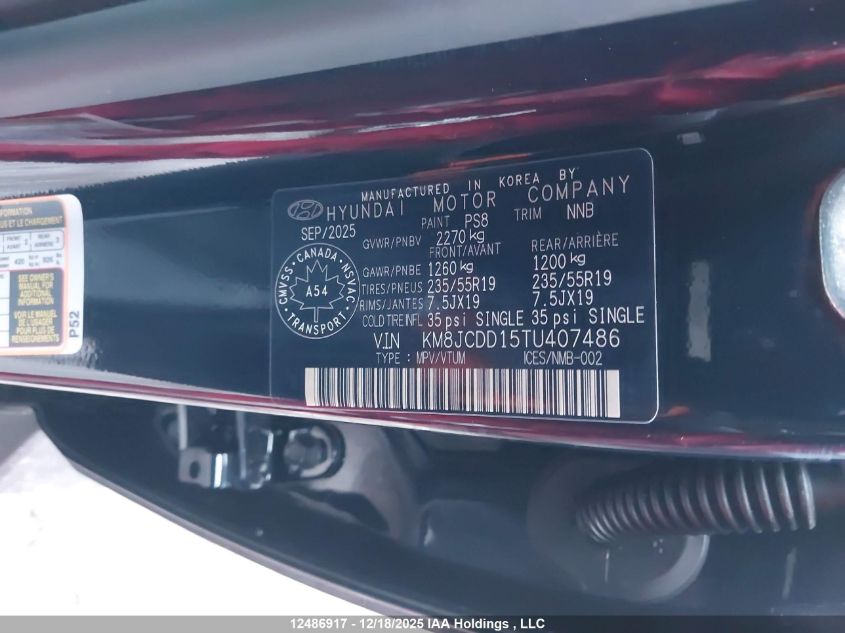 2026 Hyundai Tucson Sel Convenience VIN: KM8JCDD15TU407486 Lot: 12486917