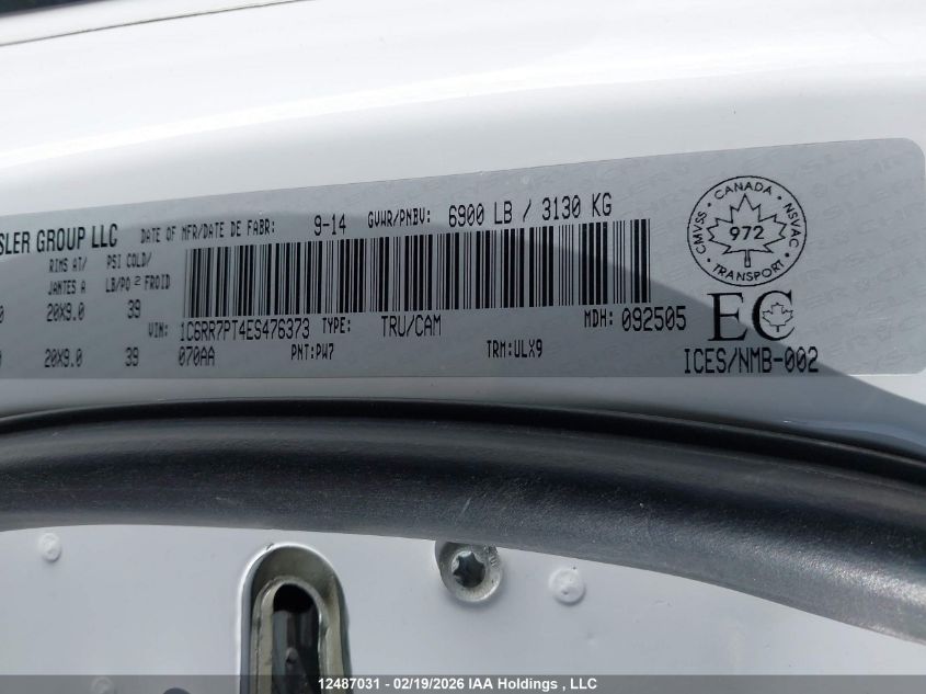 2014 Ram 1500 Longhorn VIN: 1C6RR7PT4ES476373 Lot: 12487031