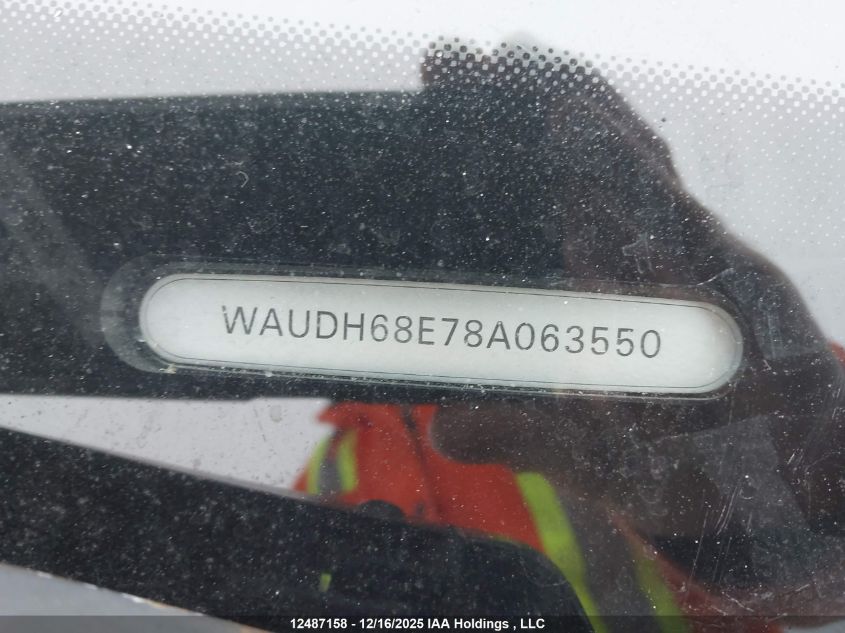 2008 Audi A4 3.2 Quattro VIN: WAUDH68E78A063550 Lot: 12487158