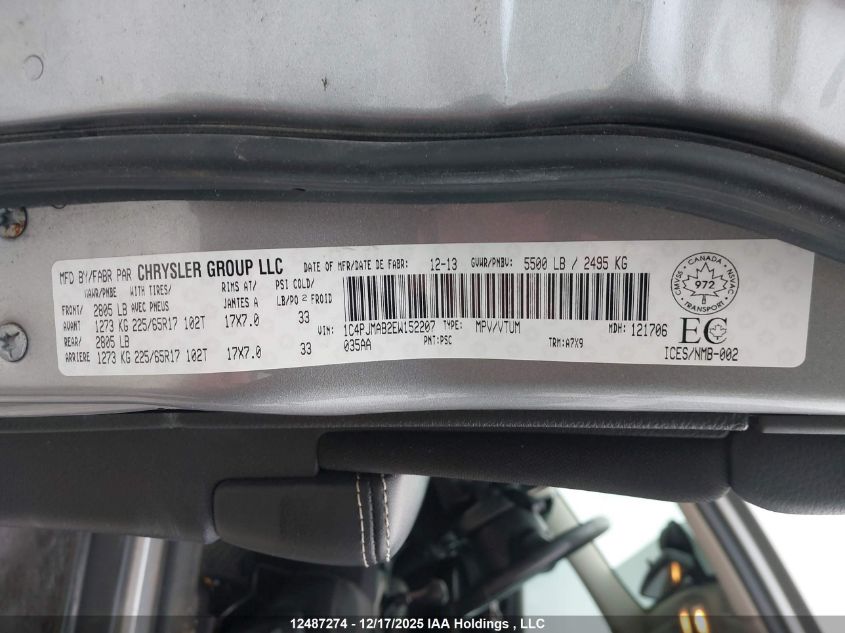 2014 Jeep Cherokee Sport VIN: 1C4PJMAB2EW152207 Lot: 12487274