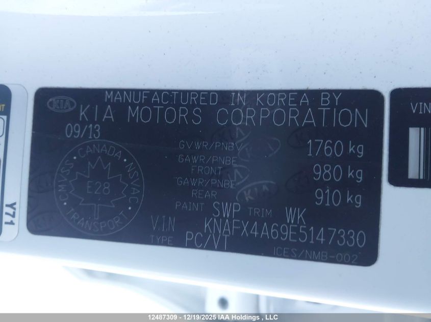 2014 Kia Forte 1.8L Lx/1.8L Lx+/1.8L Se VIN: KNAFX4A69E5147330 Lot: 12487309