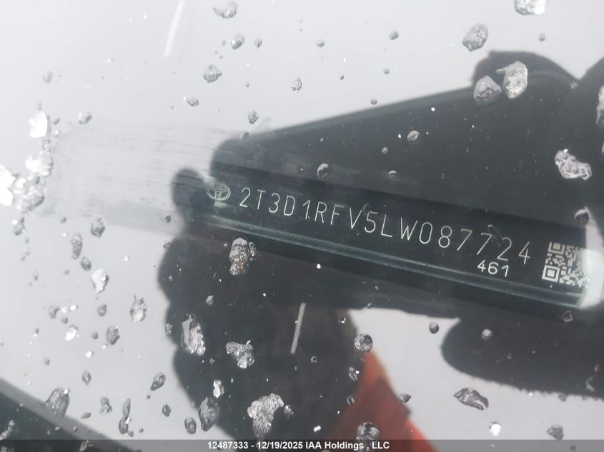 2020 Toyota Rav4 Limited VIN: 2T3D1RFV5LW087724 Lot: 12487333