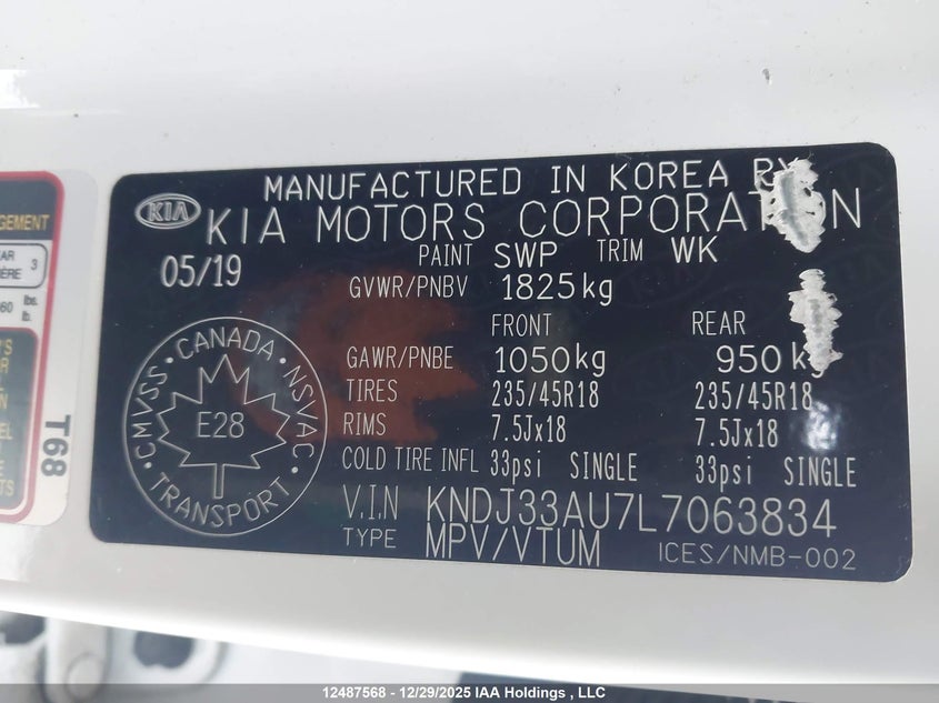 2020 Kia Soul Ex VIN: KNDJ33AU7L7063834 Lot: 12487568