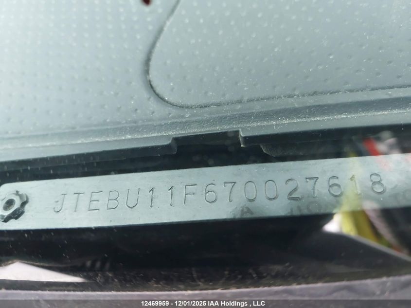 2007 Toyota Fj Cruiser VIN: JTEBU11F670027618 Lot: 12469959X