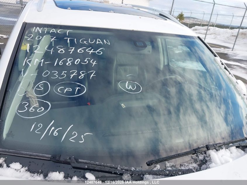 2017 Volkswagen Tiguan Highline VIN: WVGLV7AXXHK035787 Lot: 12487646