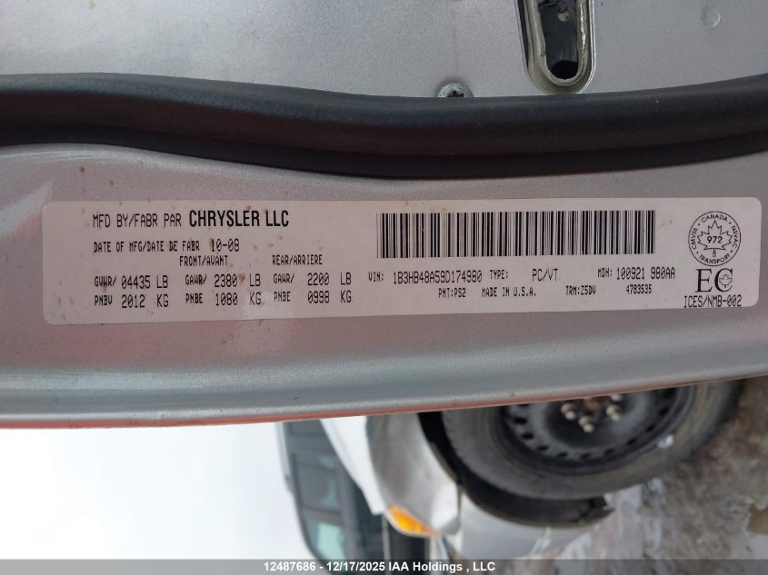 2009 Dodge Caliber Sxt VIN: 1B3HB48A59D174980 Lot: 12487686