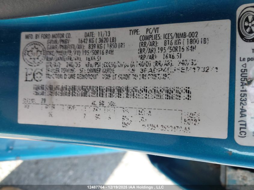 2014 Ford Fiesta Se VIN: 3FADP4EJ5EM173271 Lot: 12487764