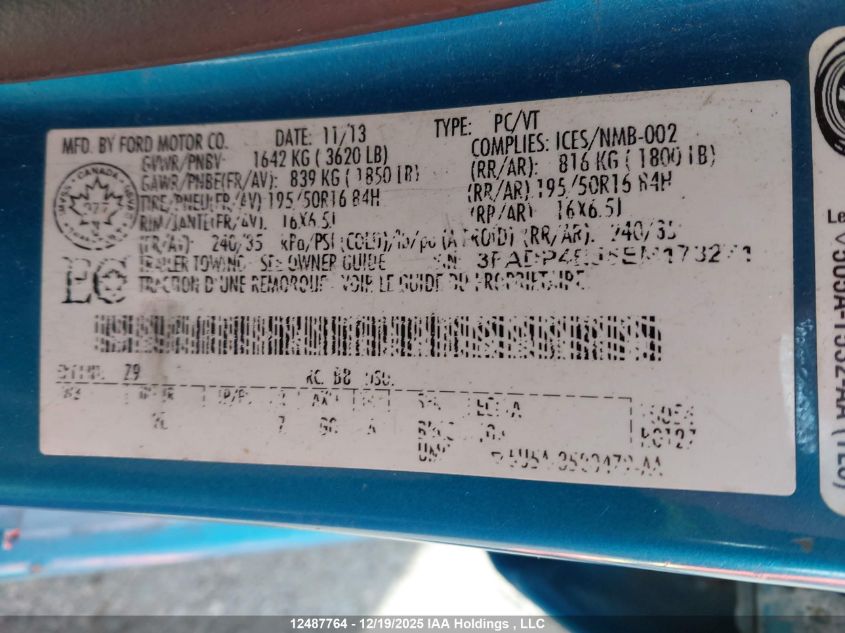 2014 Ford Fiesta Se VIN: 3FADP4EJ5EM173271 Lot: 12487764