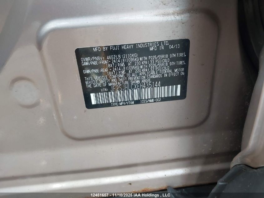 2014 Subaru Forester 2.0Xt Touring VIN: JF2SJHLCXEH435144 Lot: 12451657X