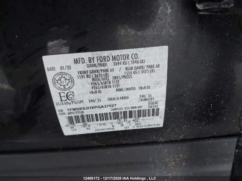 2023 Ford Explorer Timberline VIN: 1FMSK8JHXPGA37527 Lot: 12488172