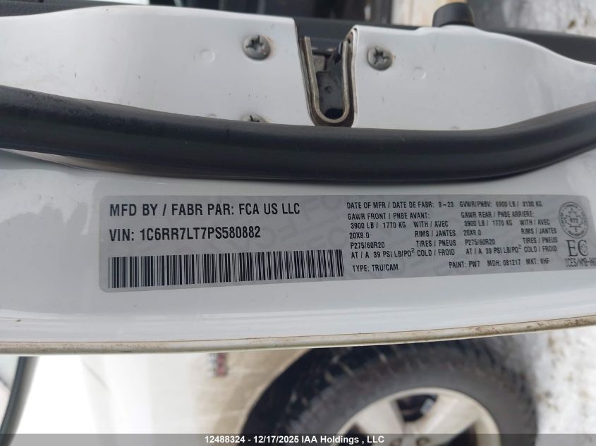 2023 Ram 1500 Classic Slt VIN: 1C6RR7LT7PS580882 Lot: 12488324