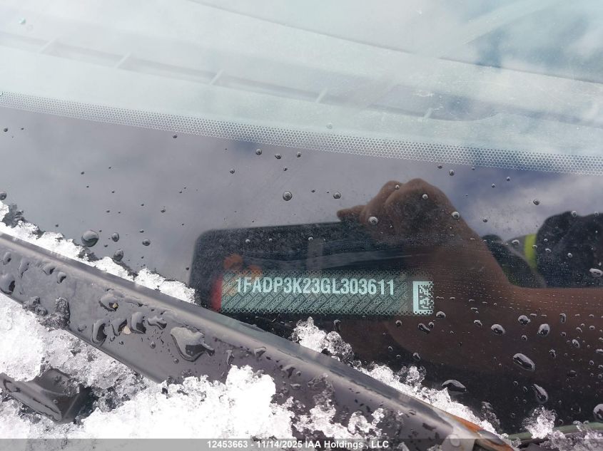 2016 Ford Focus Se VIN: 1FADP3K23GL303611 Lot: 12453663X