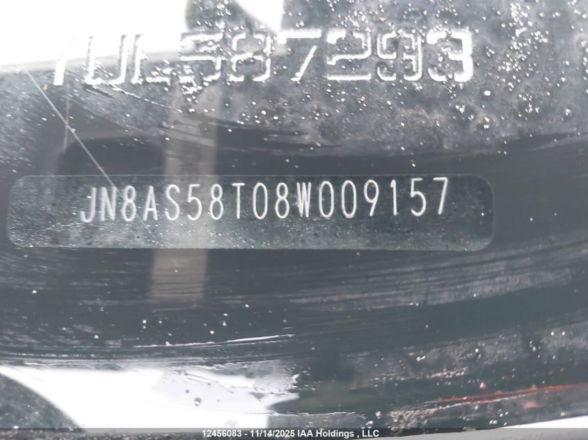 2008 Nissan Rogue S/Sl VIN: JN8AS58T08W009157 Lot: 12456083X